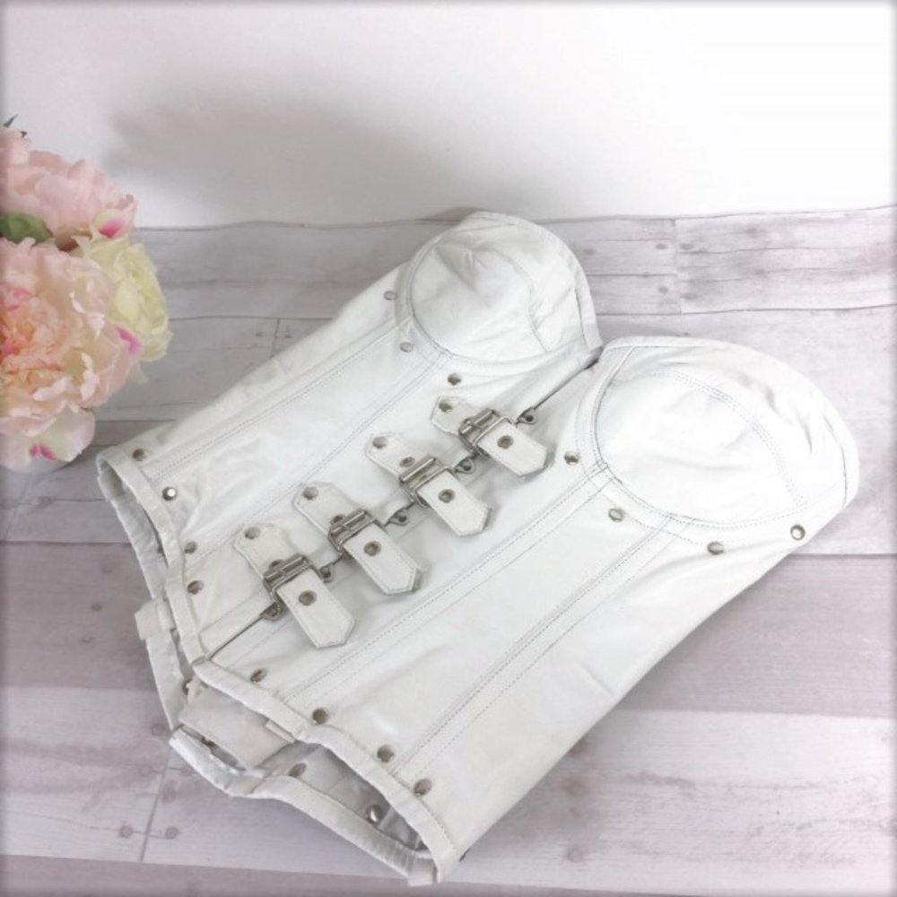 White Leather Corset Bustier